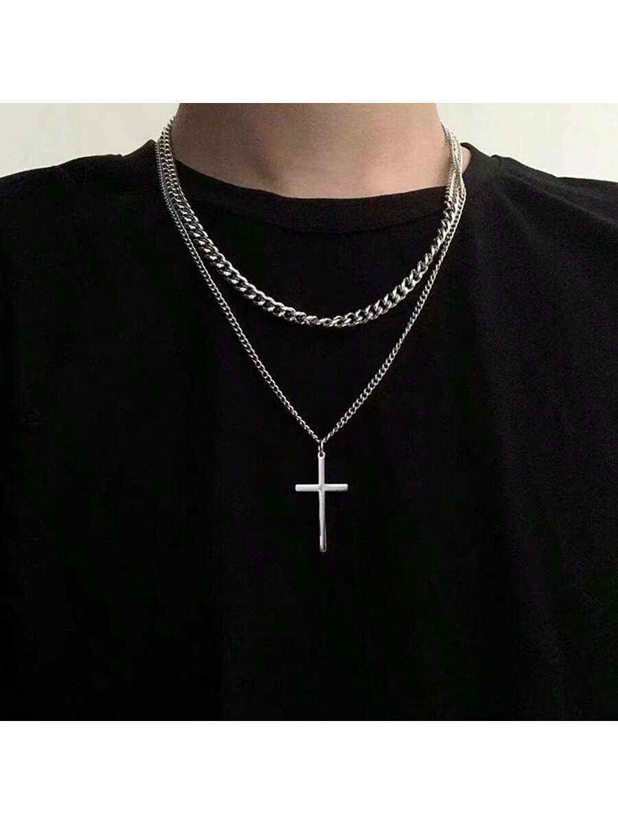 Collar de cruz para hombre